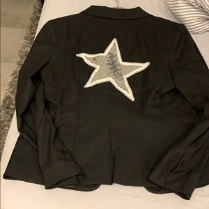 Sojara black blazer with silver sequin star.